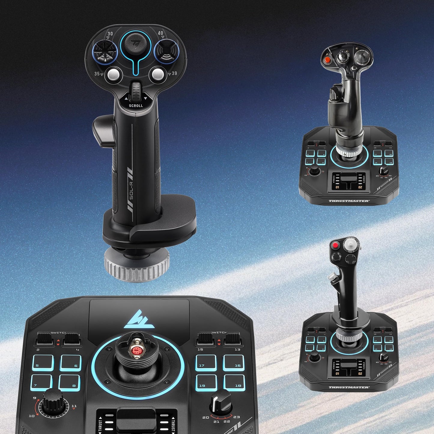 Thrustmaster Sol-R2 HOSAS Dual Flight Joysticks - Hall Effect Technology, 88 Buttons Space Sim Joystick for Flight Simulator - Compatible with PC