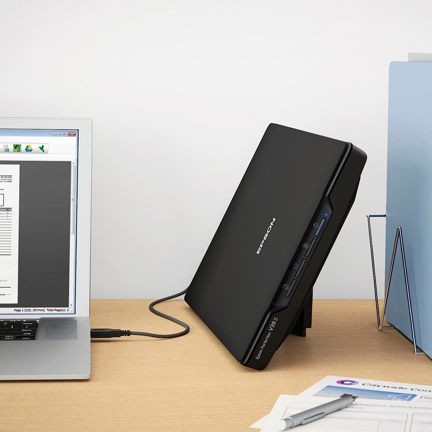 Epson Perfection V39 Color Photo & Document Scanner with Scan-To-Cloud & 4800 Optical Resolution, Black