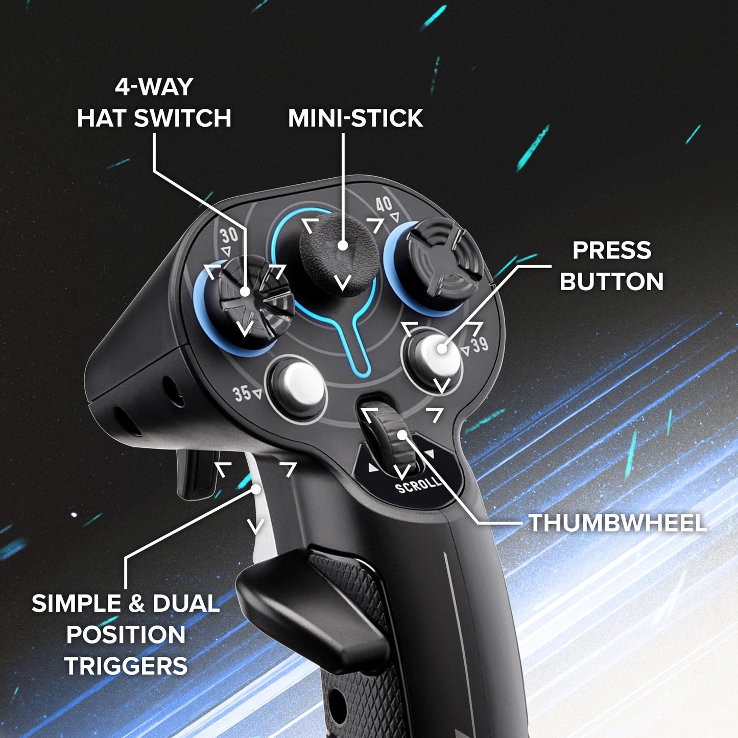 Thrustmaster Sol-R2 HOSAS Dual Flight Joysticks - Hall Effect Technology, 88 Buttons Space Sim Joystick for Flight Simulator - Compatible with PC