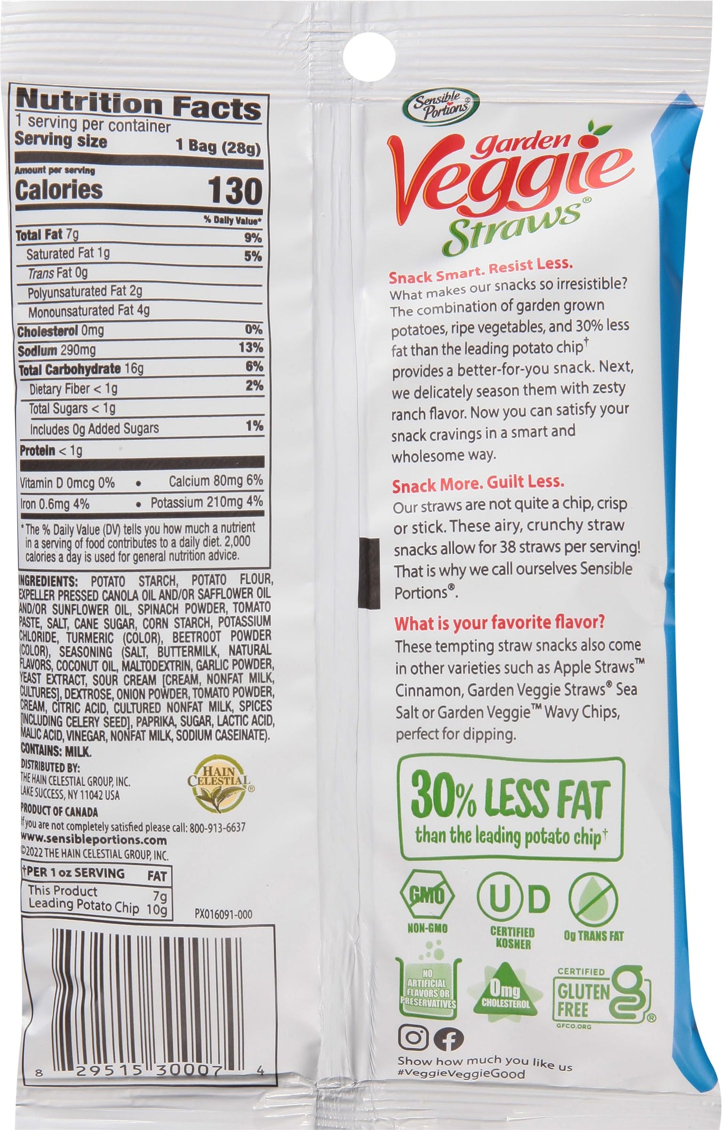 Sensible Portions Veggie Straws - Garden Snacks Variety Pack, Sea Salt, Ranch, Cheddar, Apple Cinnamon, Gluten Free Bulk Snacks, 1 Oz (Pack of 24)