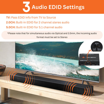 J-Tech Digital Premium Quality 1080P HDMI To HDMI + Audio (SPDIF + RCA Stereo) Audio Extractor Converter (JTDAT5CH)