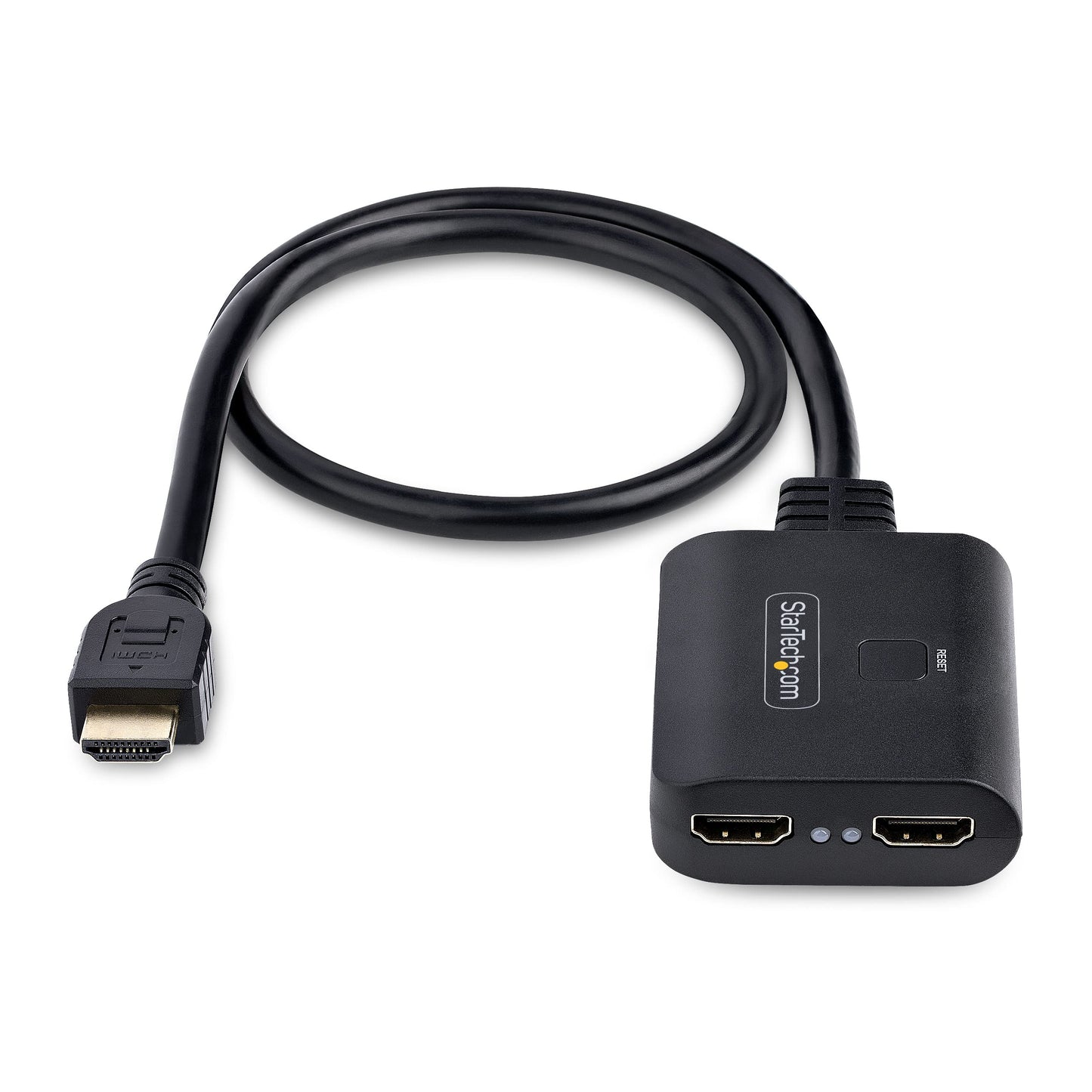 StarTech.com 4K HDMI Splitter 1 In 2 Out - 4K 30Hz HDMI 1.4 2 Port Video Splitter Box -with high speed HDMI cable, USB power cable - Black (ST122HD4KU)