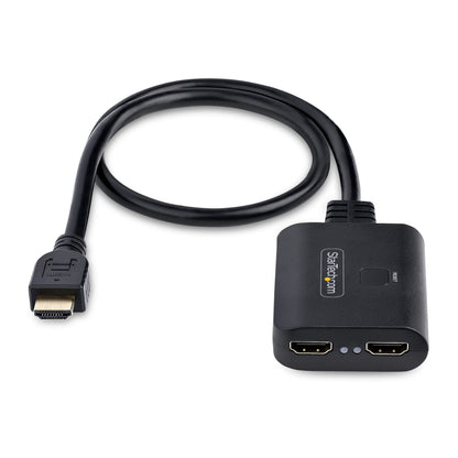 StarTech.com 4K HDMI Splitter 1 In 2 Out - 4K 30Hz HDMI 1.4 2 Port Video Splitter Box -with high speed HDMI cable, USB power cable - Black (ST122HD4KU)
