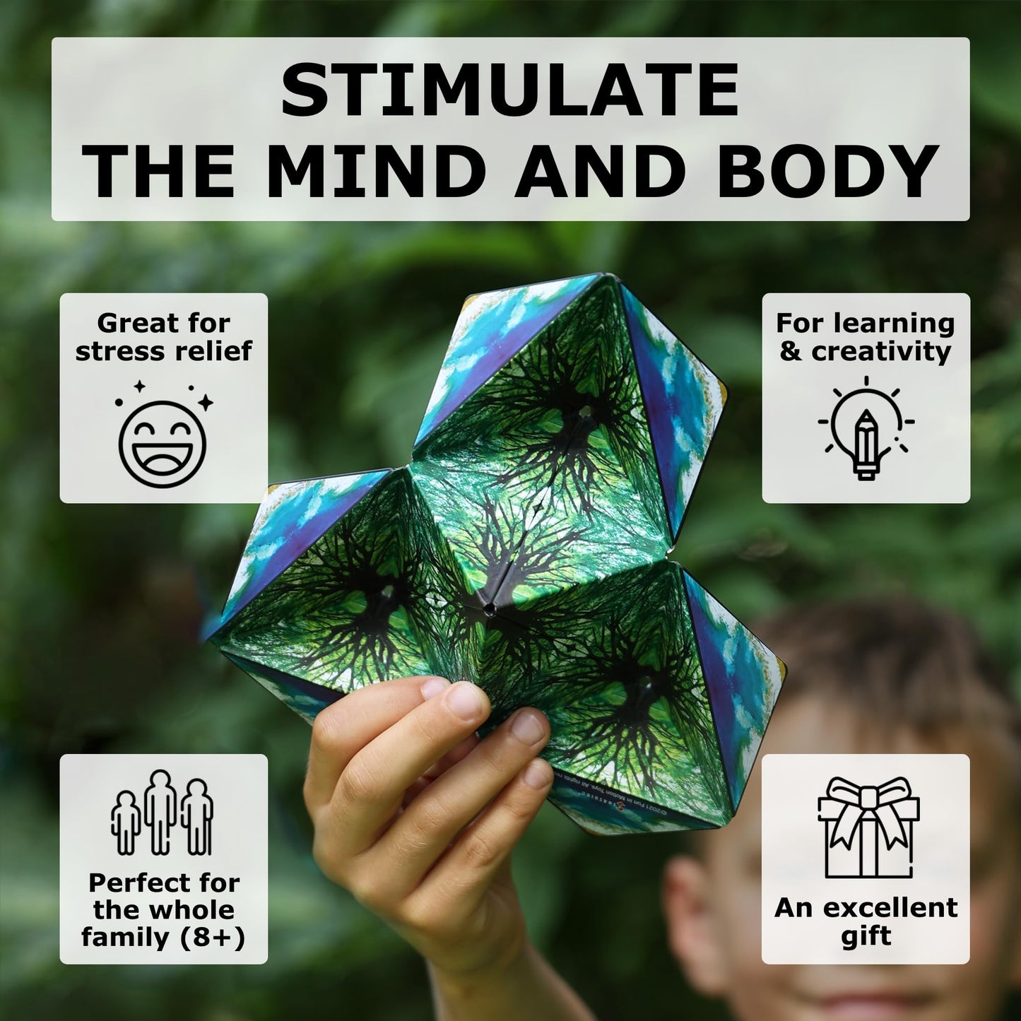 Shashibo Shape Shifting Box - Award-Winning STEM Fidget Toy with Ultra Strong Magnets - Puzzle Cube Transforms Into 100+ Shapes, Perfect Sensory Gift for Kids, Teens, and Adults (Spaced Out)
