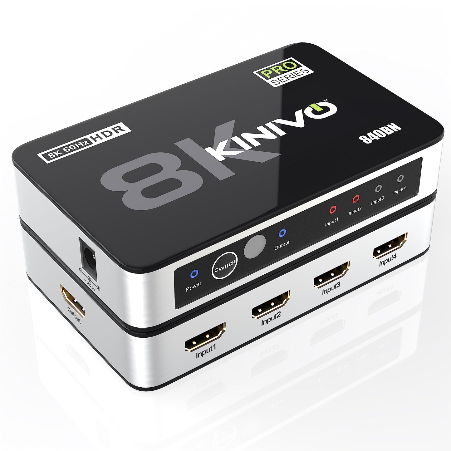 Kinivo HDMI Switch 5 in 1 Out 4K 60Hz (HDR 10, High Speed 18Gbps, IR Remote, HDCP2.2, Dolby Vision, VRR) - 550BN Switcher Compatible with Roku, PS5, Xbox, Apple TV, Nintendo Switch 2, Cable Box