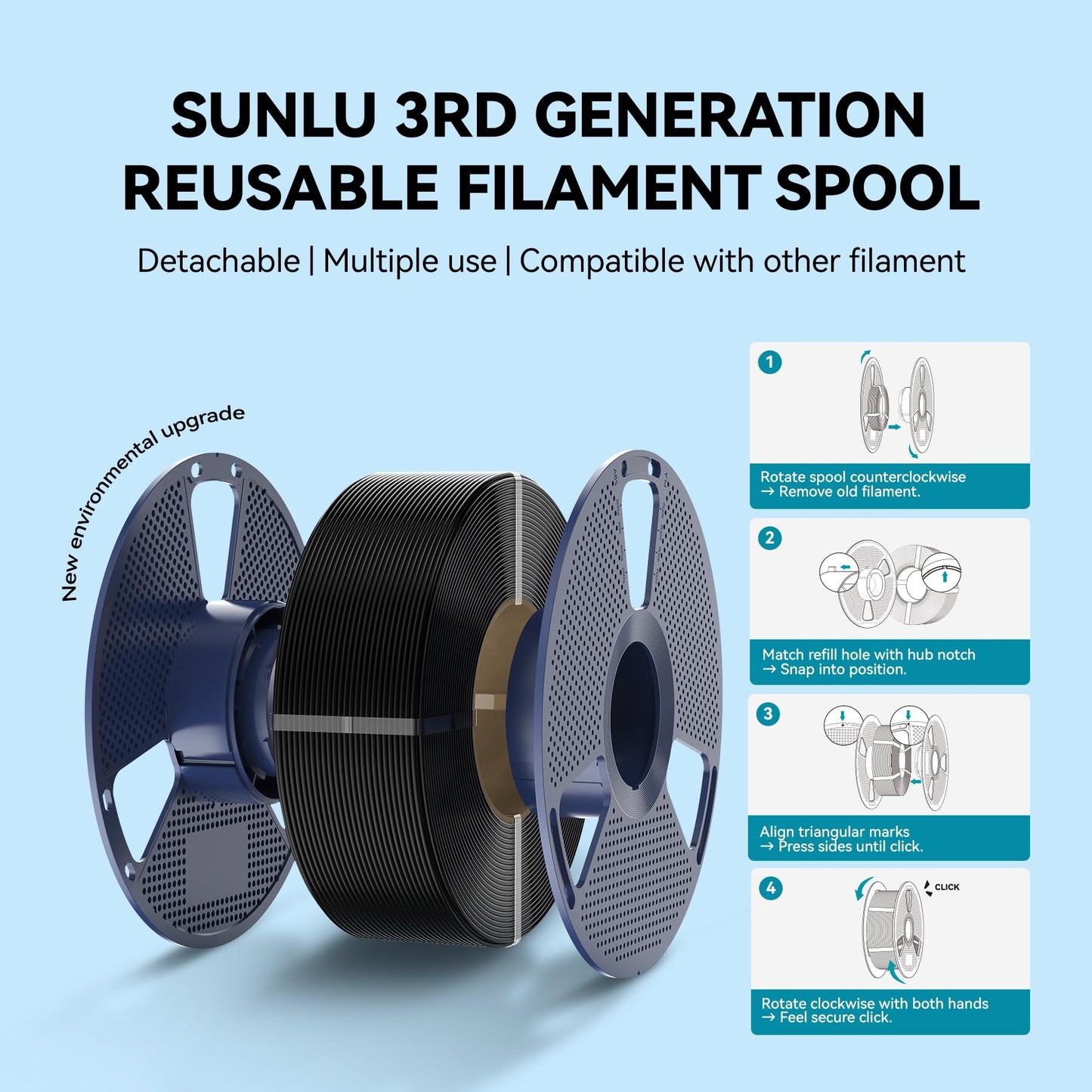 SUNLU PLA 3D Printer Filament PLA Filament 1.75mm, Neatly Wound 3D Printing Filament 1.75mm, Dimensional Accuracy +/- 0.02 mm, Fit Most FDM 3D Printers, 1kg Spool (2.2lbs), Black