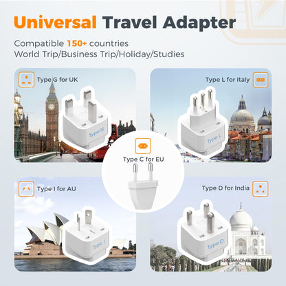 TESSAN 220 to 110 Voltage Converter US to Europe, International Travel Power Adapter with 4 USB Ports(2 USB C), 2 AC and EU/UK/AU Plug Universal Power Converter Adapter Combo, Step Down Transformer