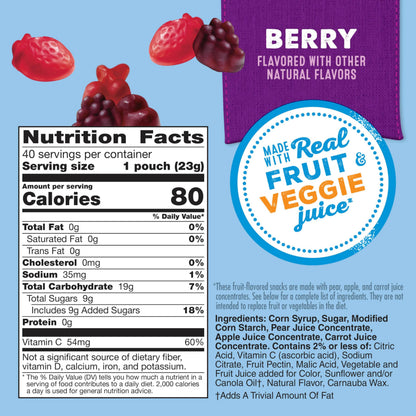 Mott's Fruit Flavored Snacks, Berry, Gluten Free Snack, Family Pack, 40 Ct, 32 oz
