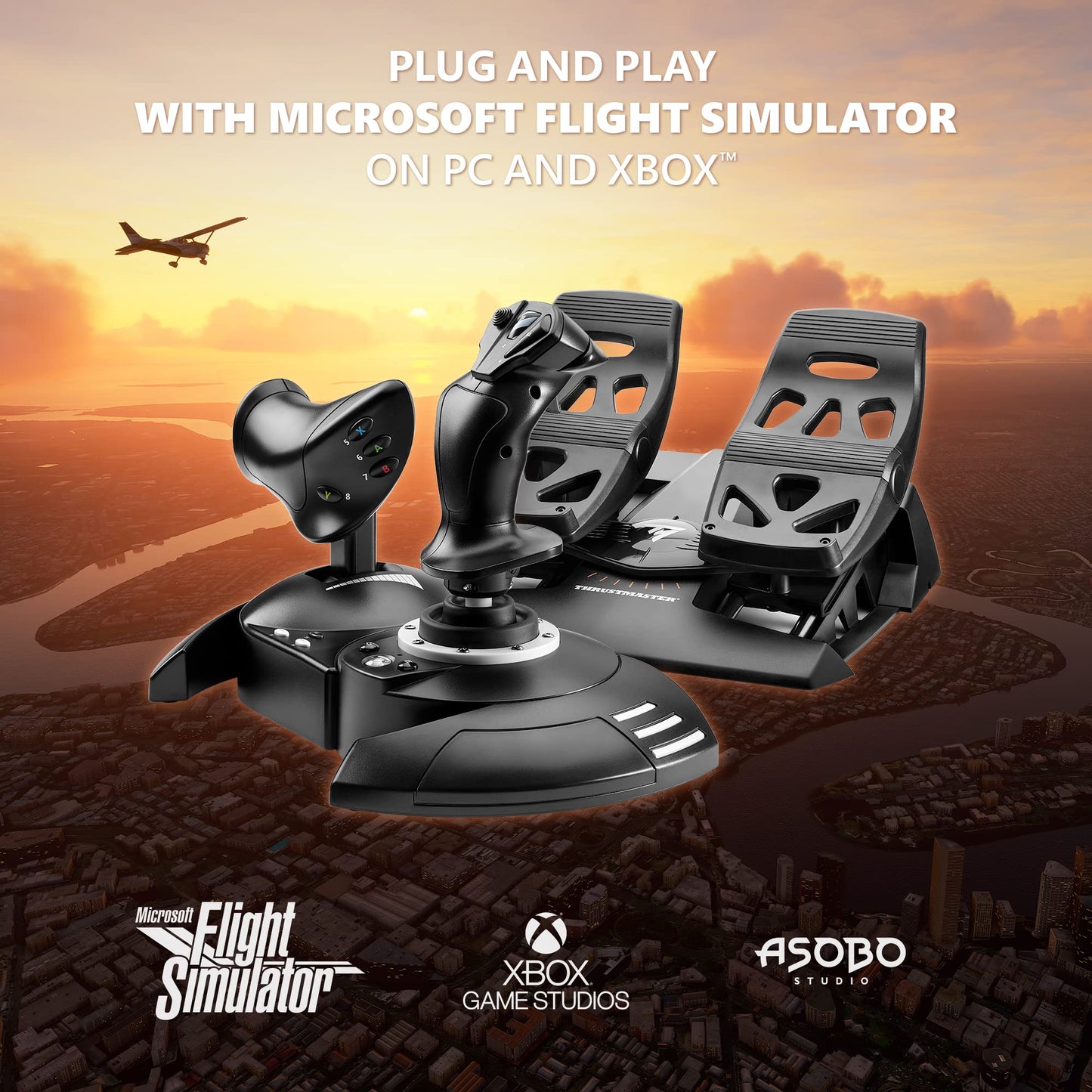 Thrustmaster T-Flight Hotas One Flight Stick Controller for PC & Xbox Series X|S, Precision Joystick with Detachable Throttle, Realistic Flight Simulator Controller