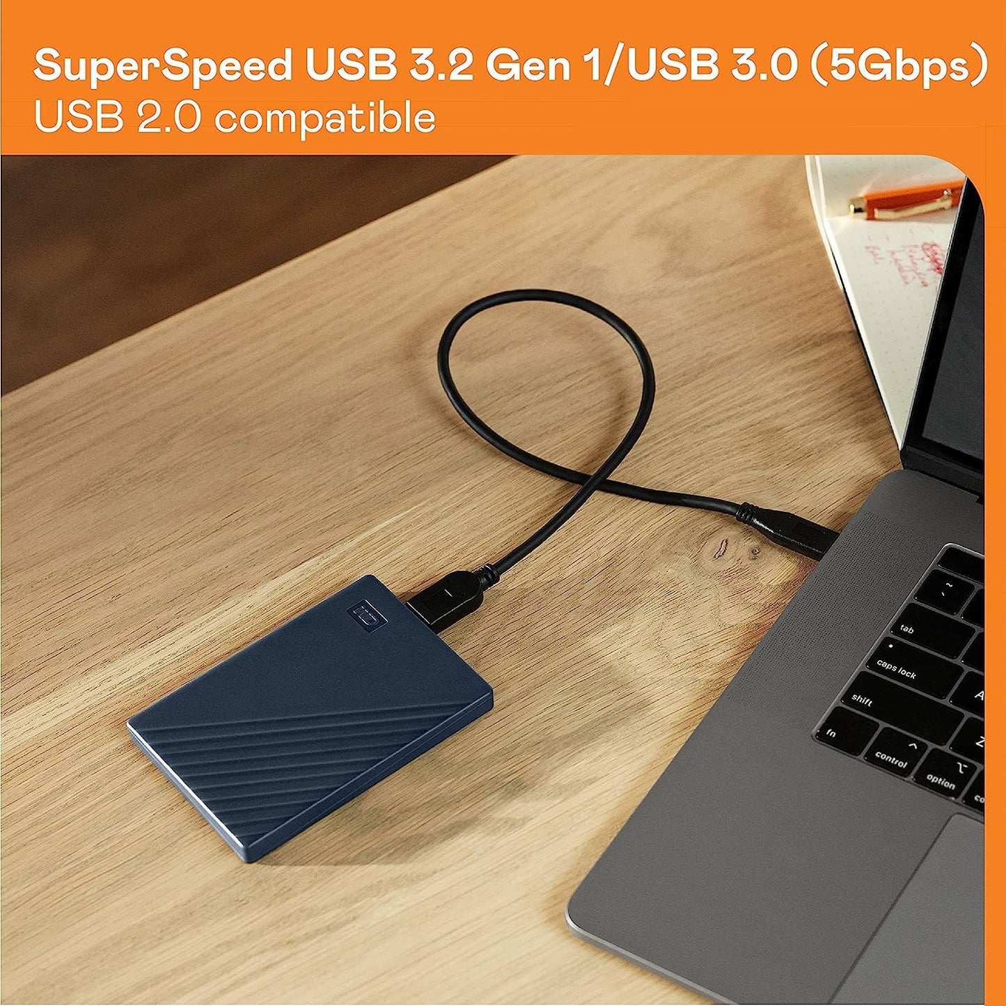 WD 5TB My Passport, Portable External Hard Drive, Black, backup software with defense against ransomware, and password protection, USB 3.1/USB 3.0 compatible - WDBPKJ0050BBK-WESN