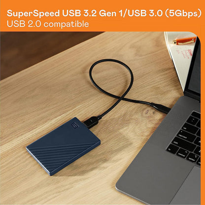 WD 5TB My Passport, Portable External Hard Drive, Black, backup software with defense against ransomware, and password protection, USB 3.1/USB 3.0 compatible - WDBPKJ0050BBK-WESN
