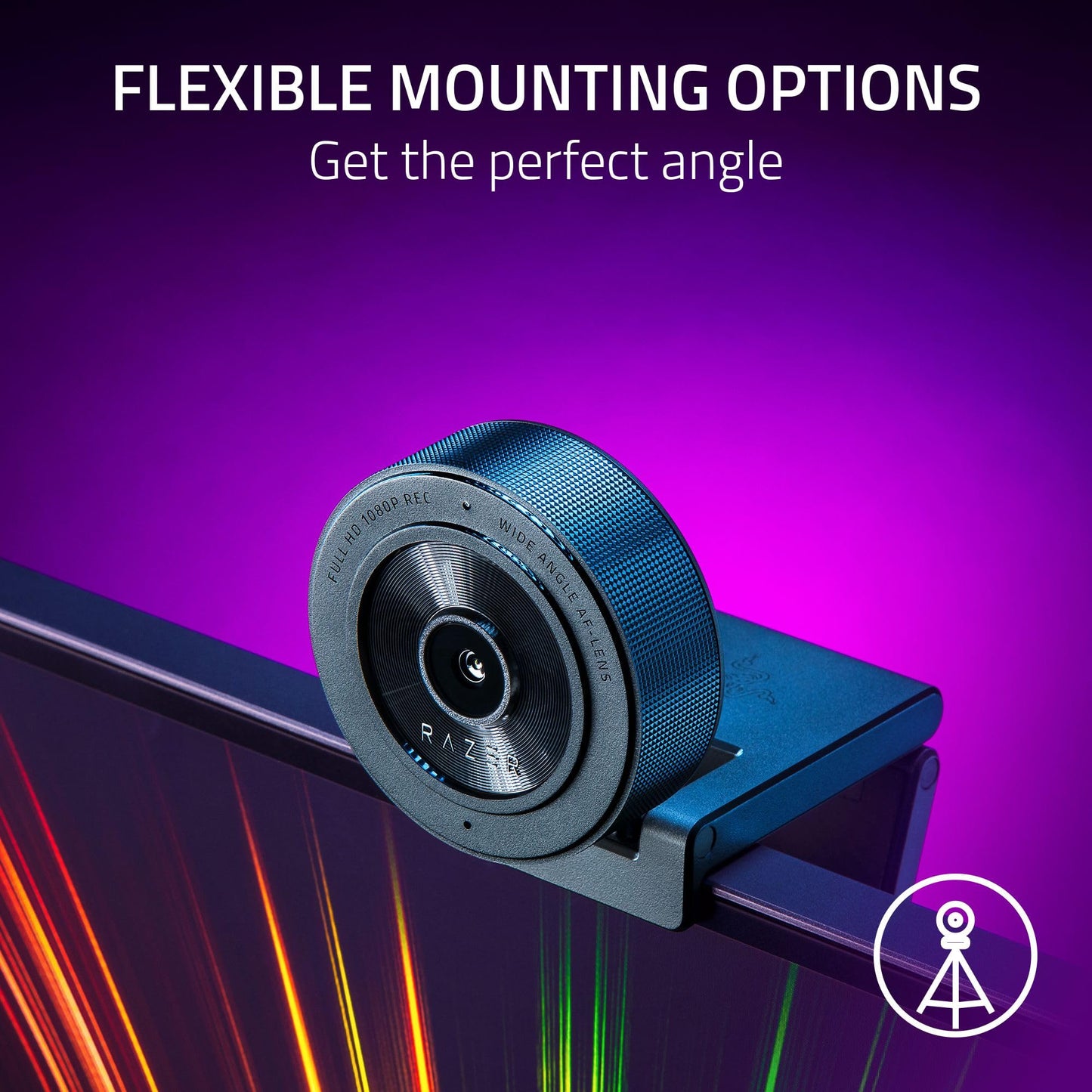 Razer Kiyo Streaming Webcam: 1080p 30 FPS / 720p 60 FPS - Ring Light w/Adjustable Brightness - Built-in Microphone - Advanced Autofocus
