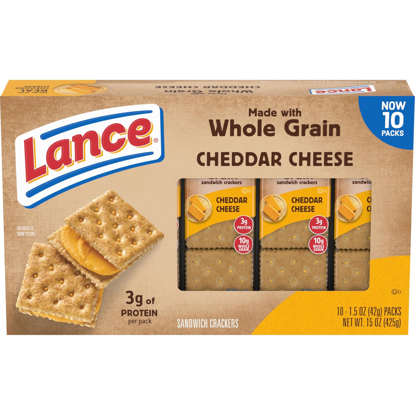 Lance Sandwich Crackers, Variety Pack, 3 Flavors, 20 Individually Wrapped Packs, 6 Sandwiches Each