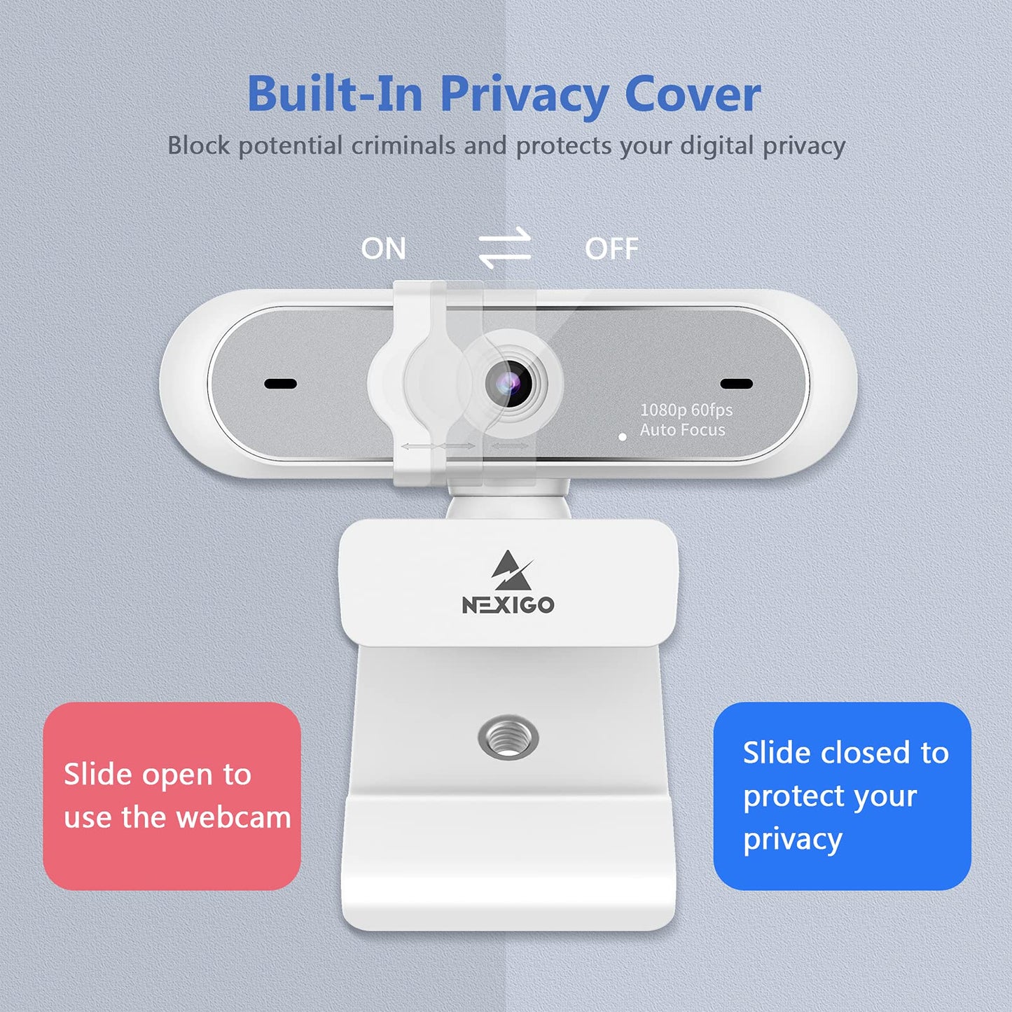 NexiGo N60 1080P Webcam with Microphone, Software Control & Privacy Cover, USB HD Computer Web Camera, Plug and Play, for Zoom/Skype/Teams, Conferencing and Video Calling