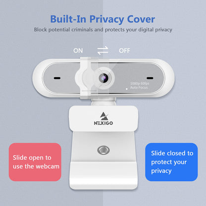 NexiGo N60 1080P Webcam with Microphone, Software Control & Privacy Cover, USB HD Computer Web Camera, Plug and Play, for Zoom/Skype/Teams, Conferencing and Video Calling