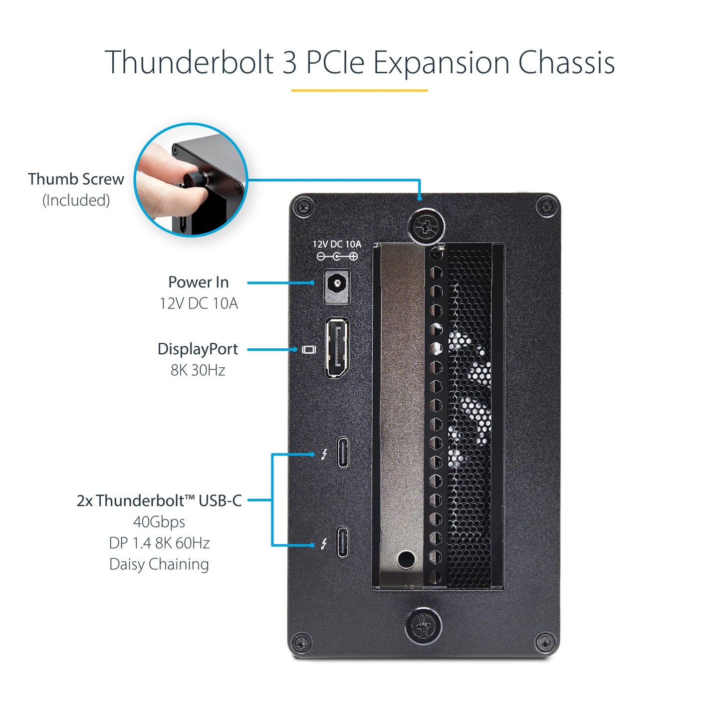 StarTech Thunderbolt 3 PCIe Expansion Chassis, External Enclosure With One PCI Express Slot for Laptops / Desktops, TAA