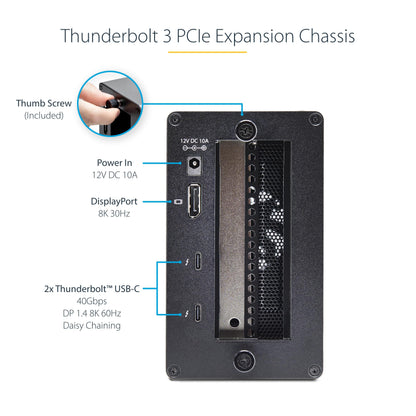 StarTech Thunderbolt 3 PCIe Expansion Chassis, External Enclosure With One PCI Express Slot for Laptops / Desktops, TAA