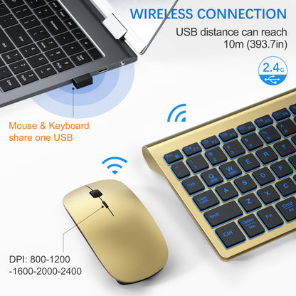 TopMate Wireless Keyboard and Mouse Ultra Slim Combo, 2.4G Silent Compact USB 2400DPI Mouse and Scissor Switch Keyboard Set with Cover, Batteries Included, for PC/Laptop/Windows/Mac - White
