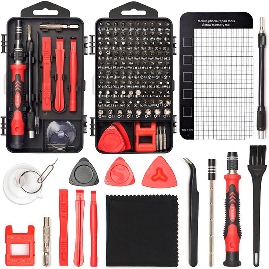 STREBITO Precision Magnetic Screwdriver Set 124-Piece Electronics Tool Kit with 101 Bits, for Computer, Laptop, Cell Phone, PC, MacBook, iPhone, PS4, PS5, Xbox Repair
