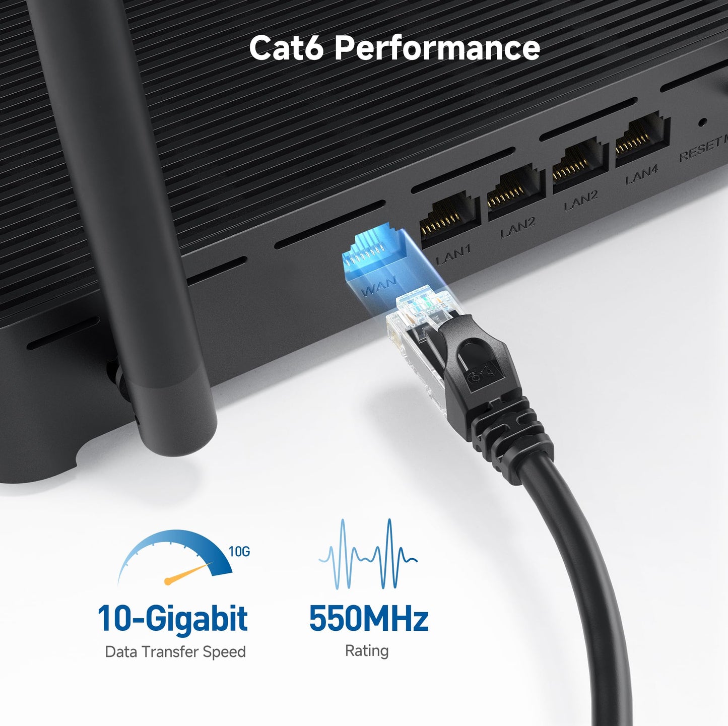 Cable Matters 10Gbps 5-Pack Snagless Short Cat 6 Ethernet Cable - 3ft, Cat 6 Cable, Cat6 Cord, Ethernet Cord, Black