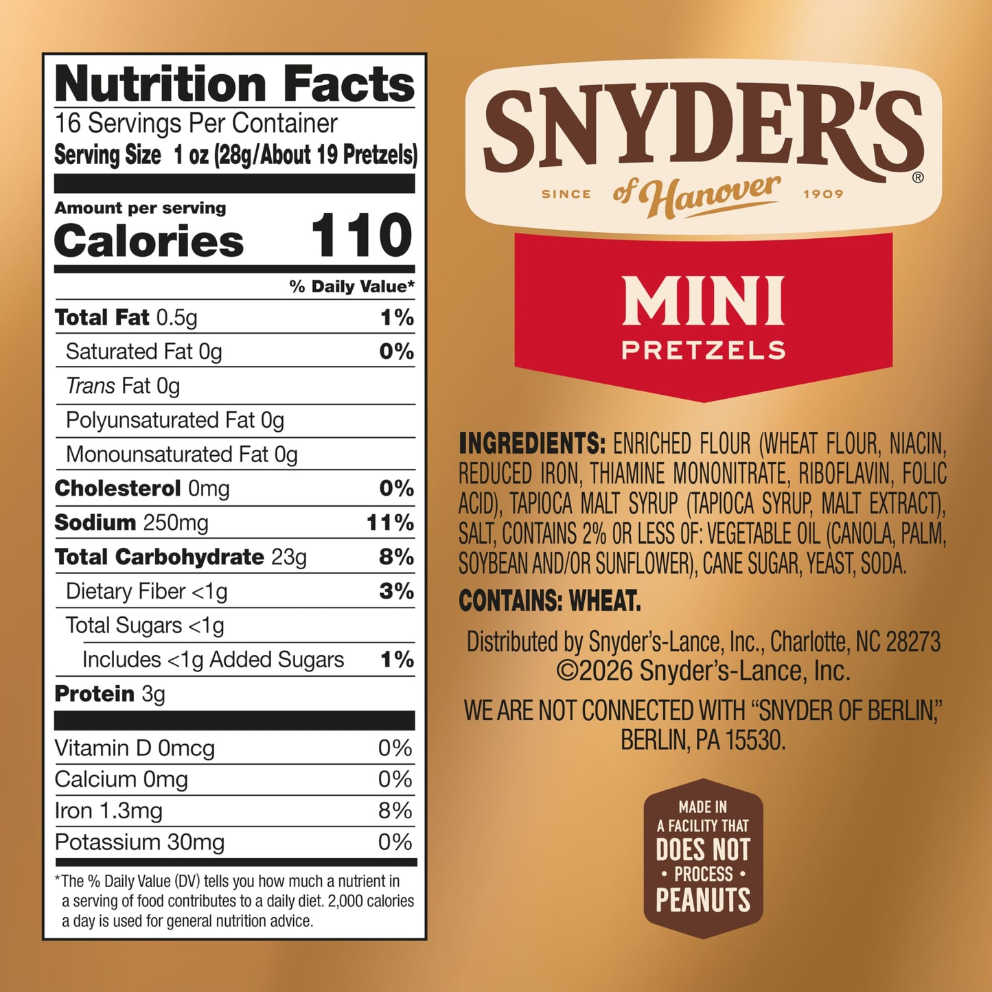Snyder's of Hanover Mini Pretzels, 16 Oz Bag