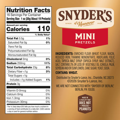 Snyder's of Hanover Mini Pretzels, 16 Oz Bag