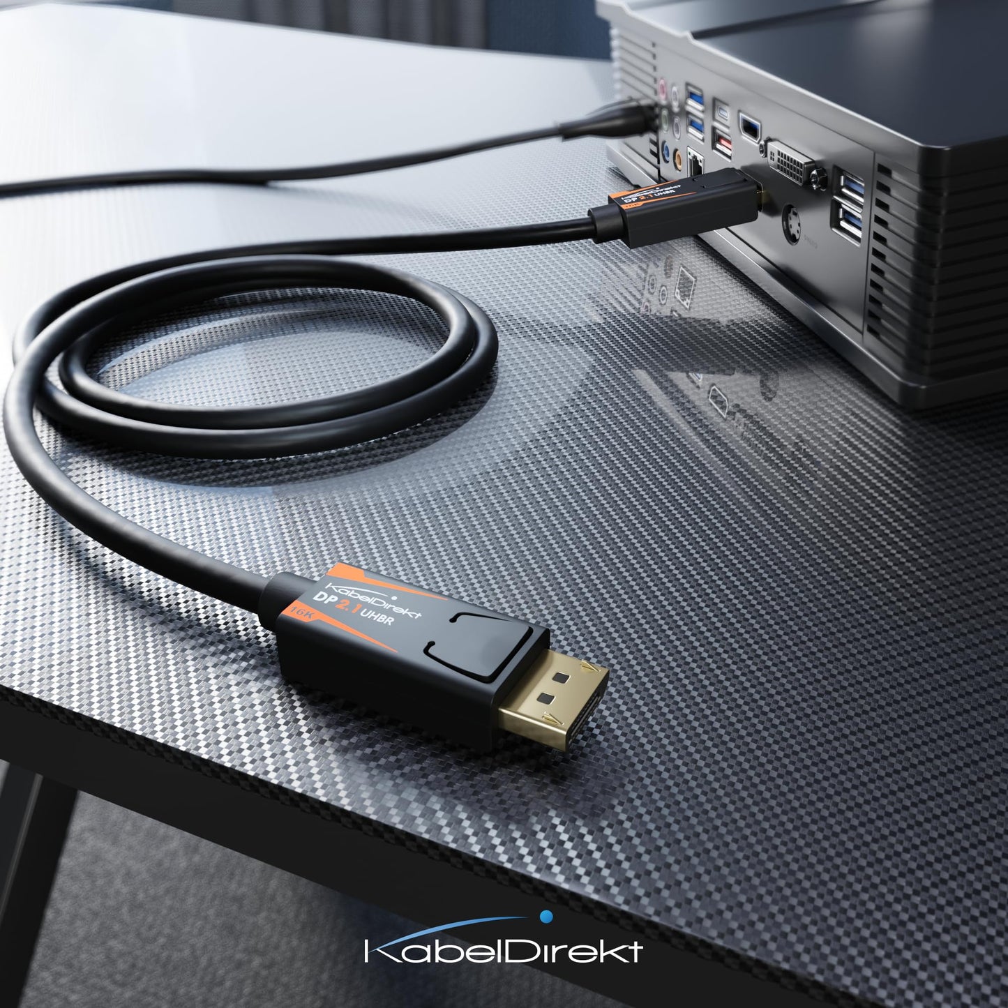 KabelDirekt – DisplayPort 2.1 Cable/16K DP 2.1 Cable – 3ft – Nylon braiding + Break-Proof Metal connectors, DP80 with 80Gbps for Gaming PC/Monitor, FreeSync/G-Sync, for 16K@60Hz, 8K@120Hz, 4K@240Hz