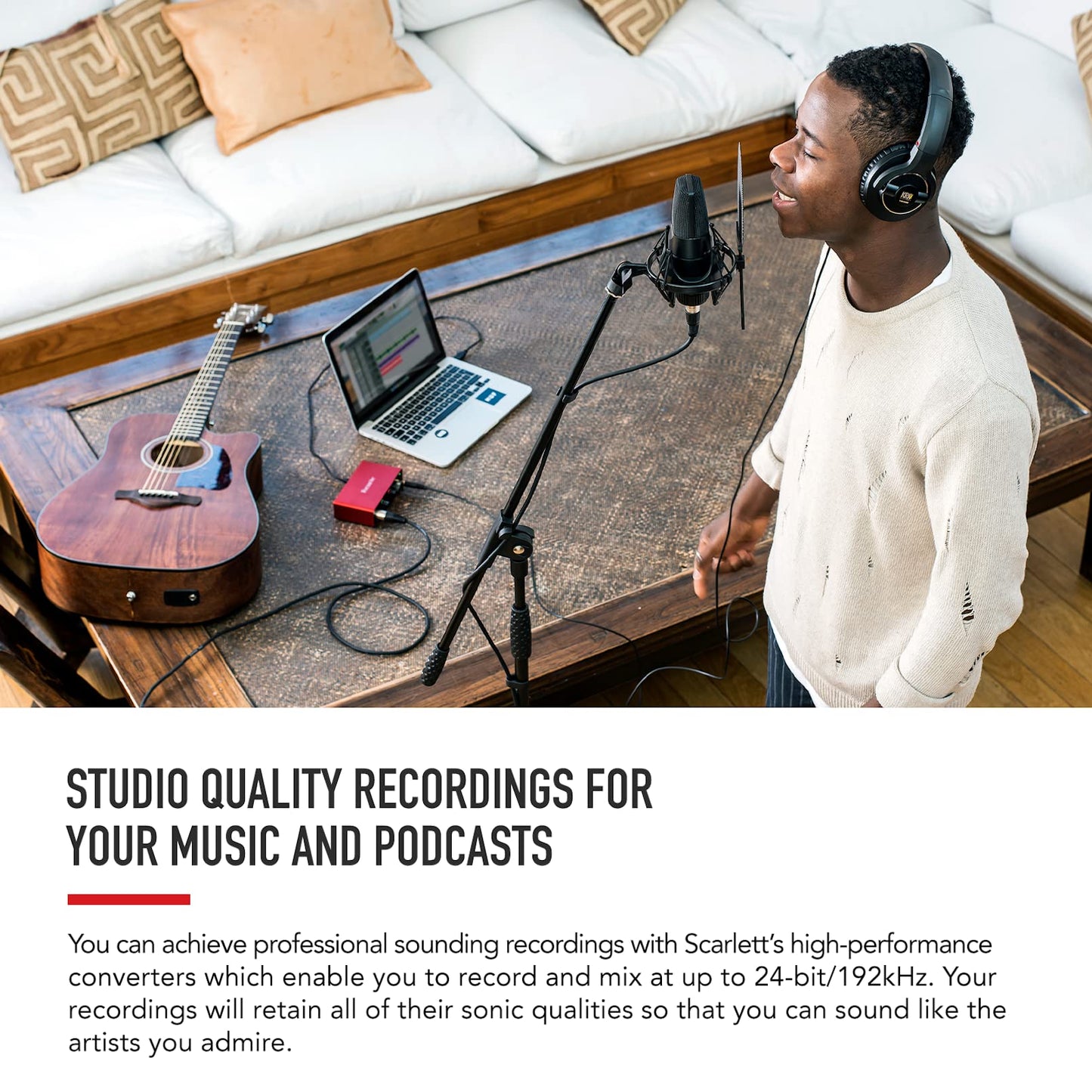 Focusrite Scarlett Solo 4th Gen USB Audio Interface, for the Guitarist, Vocalist, or Producer — High-Fidelity, Studio Quality Recording, and All the Software You Need to Record