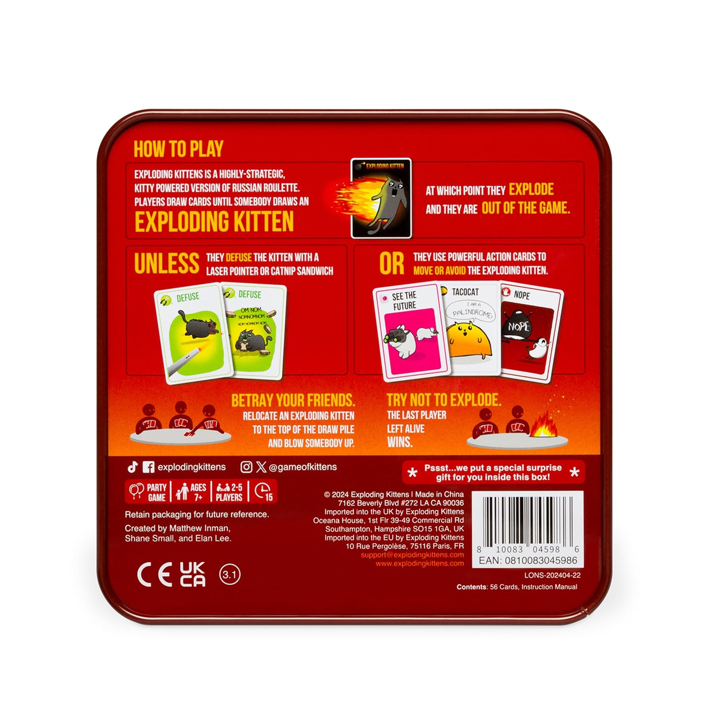 Exploding Kittens Original Edition - 2-5 Players - Ages 7+ - 15 Minutes to Play - High Stakes Card Game - Party Game, Family Game Night, Kid and Adult Card Game