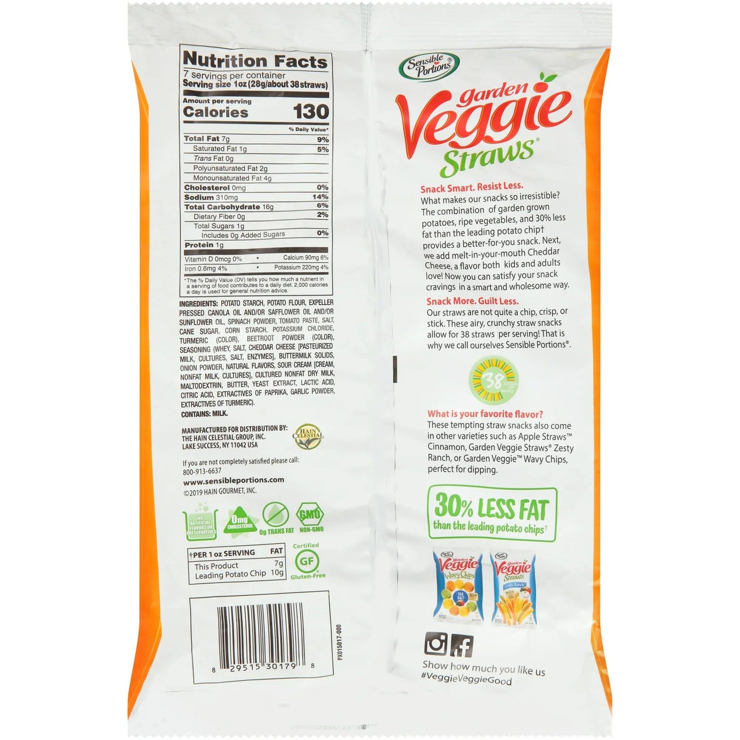 Sensible Portions Veggie Straws - Garden Snacks Variety Pack, Sea Salt, Ranch, Cheddar, Apple Cinnamon, Gluten Free Bulk Snacks, 1 Oz (Pack of 24)