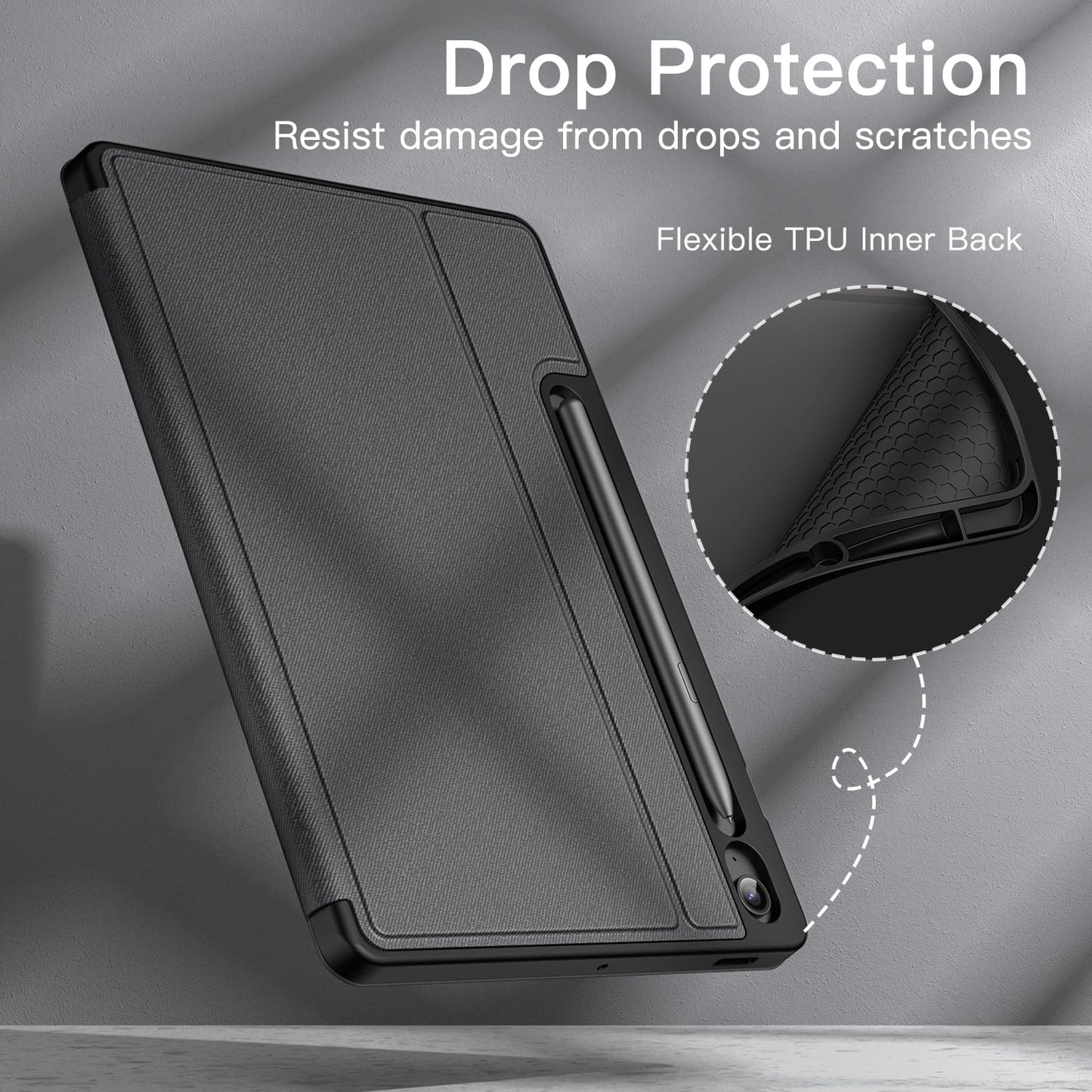 JETech Case for Samsung Galaxy Tab S10 Lite / S10 FE / S9 FE 10.9-Inch with S Pen Holder, Slim Folio Stand Protective Tablet Cover, Multi-Angle Viewing (Black)