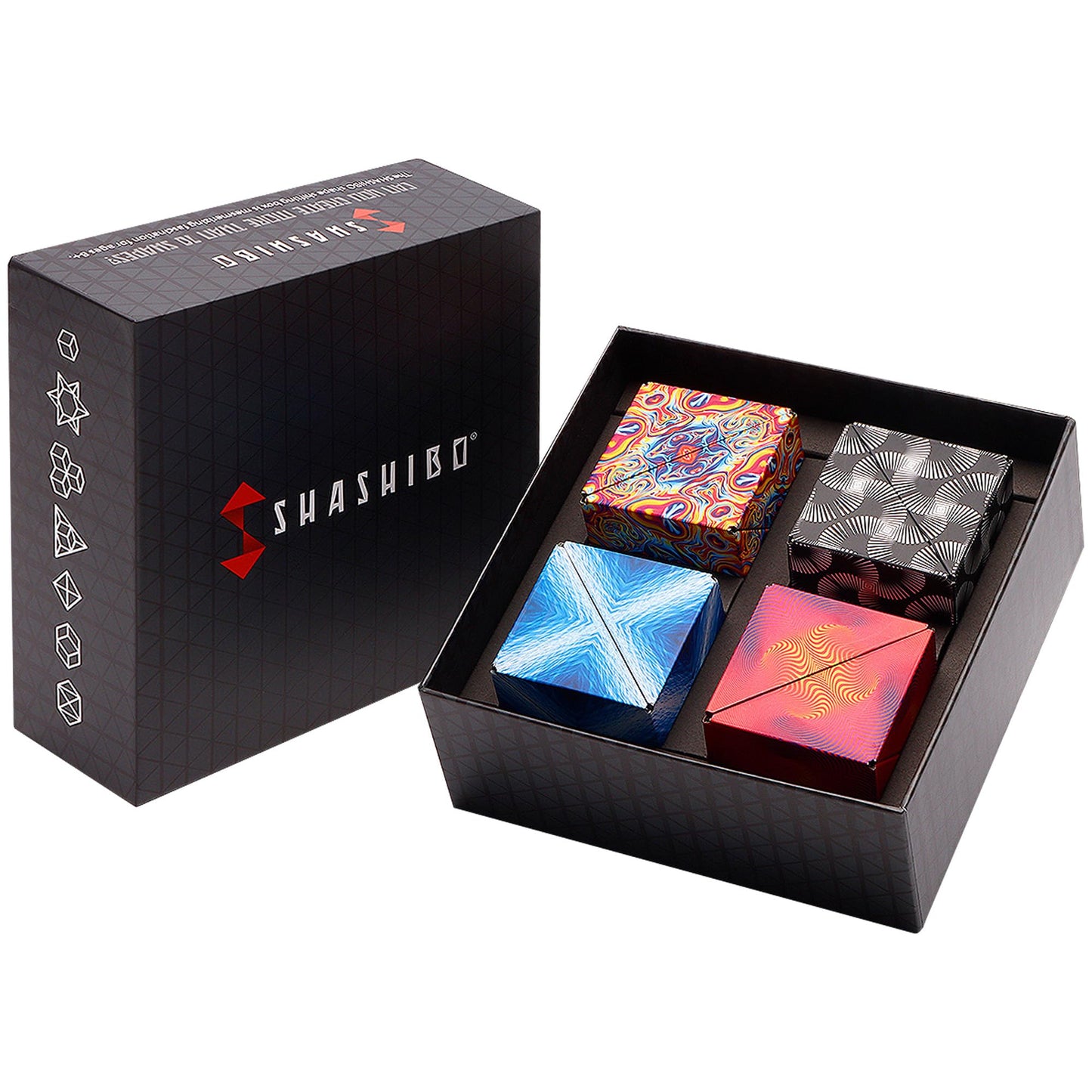 Shashibo Shape Shifting Box - Award-Winning STEM Fidget Toy with Ultra Strong Magnets - Puzzle Cube Transforms Into 100+ Shapes, Perfect Sensory Gift for Kids, Teens, and Adults (Spaced Out)