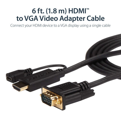 StarTech.com 1080p 60Hz HDMI to VGA High Speed Display Adapter - Active HDMI to VGA (Male to Female) Video Converter for Laptop/PC/Monitor (HD2VGAE2)