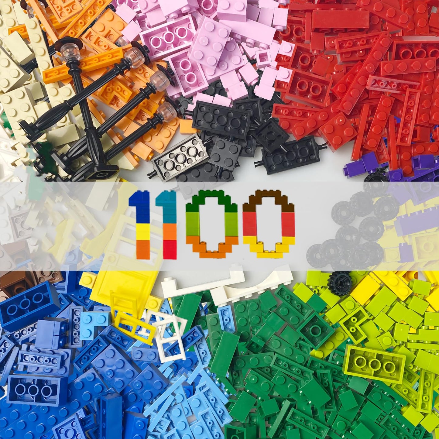 HUIZDQ 1500 Pieces Building Bricks, Classic Bulk Small Blocks, Classic Bricks Set Basic Building Blocks Compatible with All Major Brands