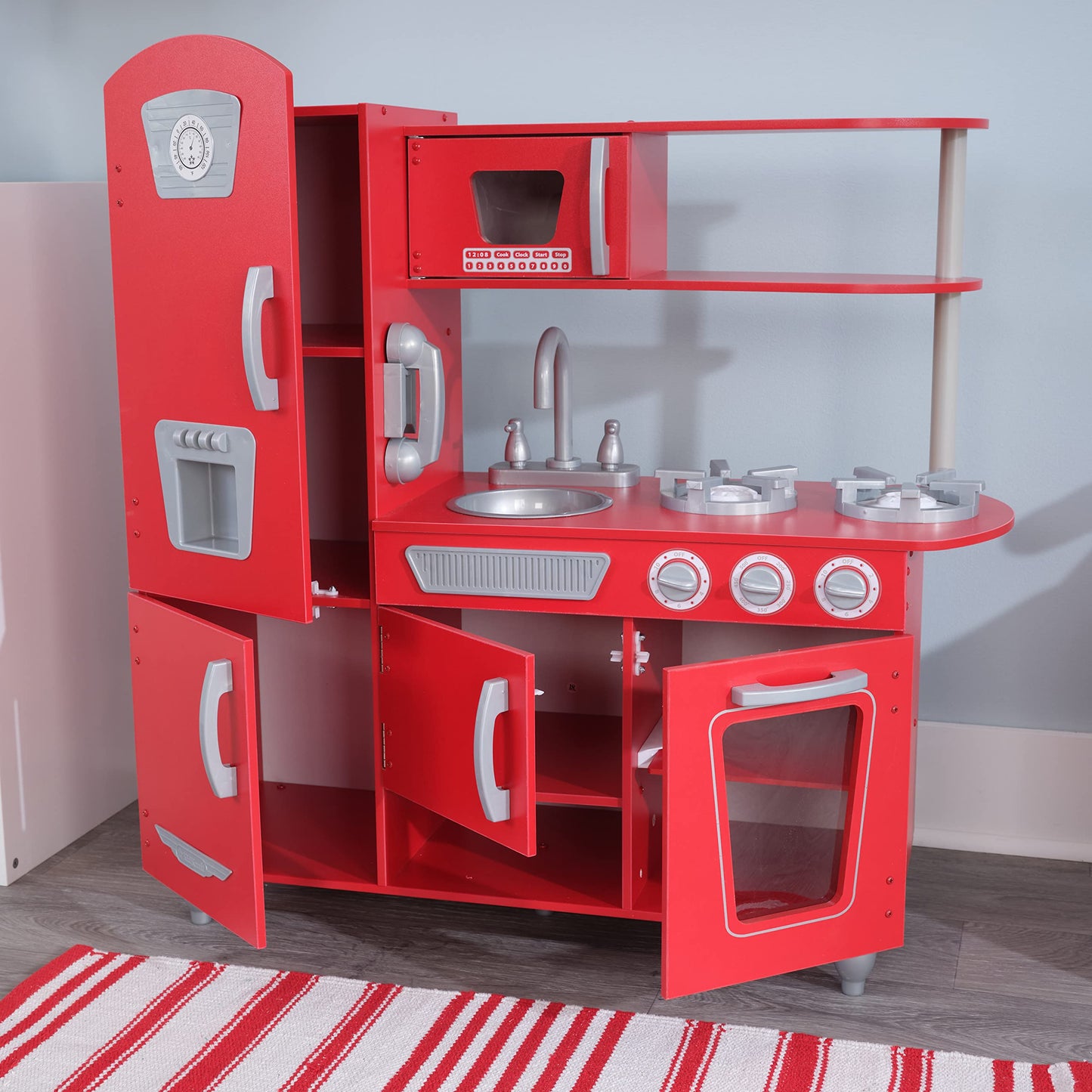 KidKraft Vintage Wooden Play Kitchen with Pretend Ice Maker and Play Phone, White