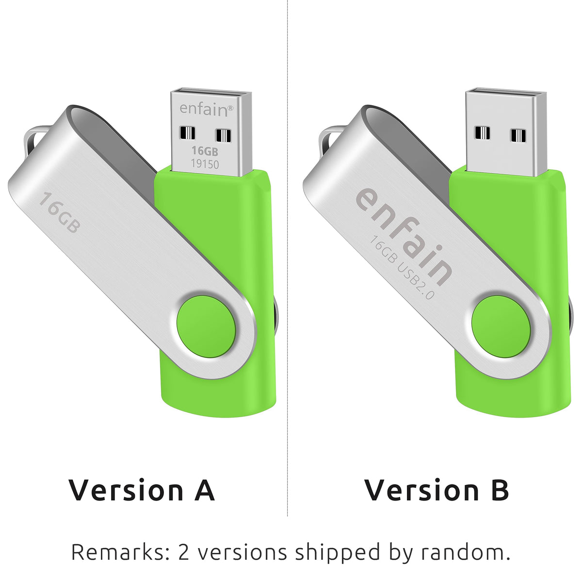 Enfain 16GB USB 2.0 Flash Drive 10 Pack | Swivel Thumb Drives with 31 Labels | Gift-Ready Packaging for Corporate Events, Office & Team Distributions (Black)