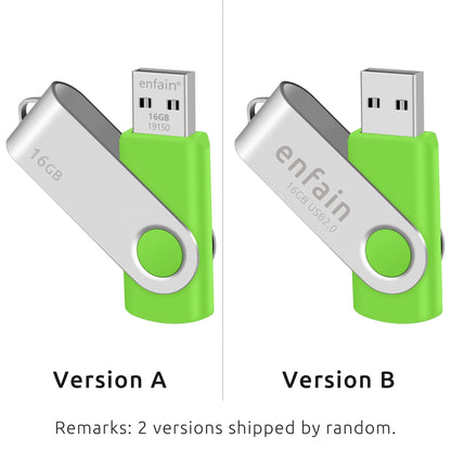 Enfain 16GB USB 2.0 Flash Drive 10 Pack | Swivel Thumb Drives with 31 Labels | Gift-Ready Packaging for Corporate Events, Office & Team Distributions (Black)