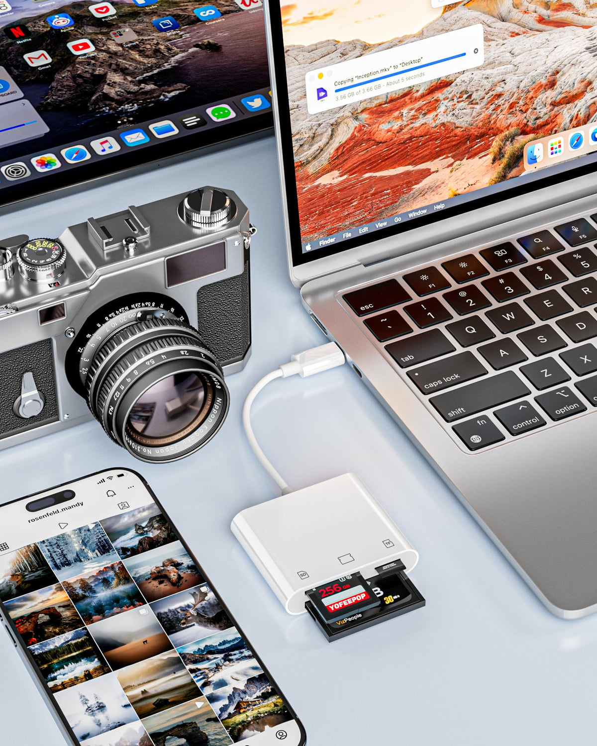 USB-C SD Card Reader, Dual Slot SD/MicroSD Adapter for iPhone 17/16/15
