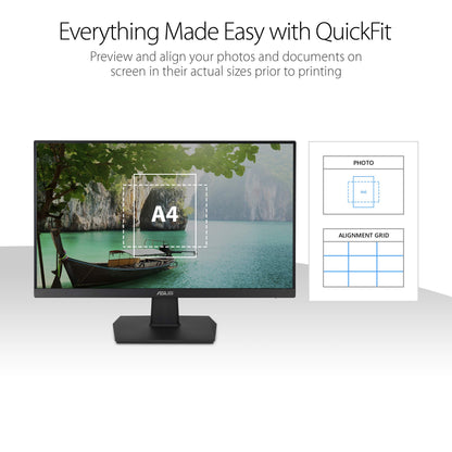 ASUS 27 Inch Desktop Monitor - Full HD (1920 x 1080), IPS, 75Hz, Adaptive-Sync, HDMI, D-Sub, Frameless - VA27EHE