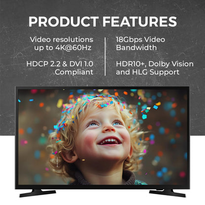 OREI UltraHD 4K @ 60 Hz 1 x 2 HDMI Splitter 1 in 2 Out (2 Port) 4:4:4 8-bit - Does Not Bypass HDCP, 18 Gbps, 4K HDMI Splitter