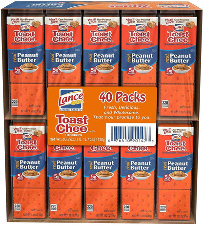 Lance Sandwich Crackers, Variety Pack, 3 Flavors, 20 Individually Wrapped Packs, 6 Sandwiches Each