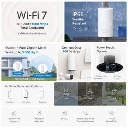 TP-Link Deco XE75 AXE5400 Tri-Band WiFi 6E Mesh System - Covers up to 5500 Sq.Ft, Replaces WiFi Router and Extender, AI-Driven Mesh, 6GHz Band, 2-Pack