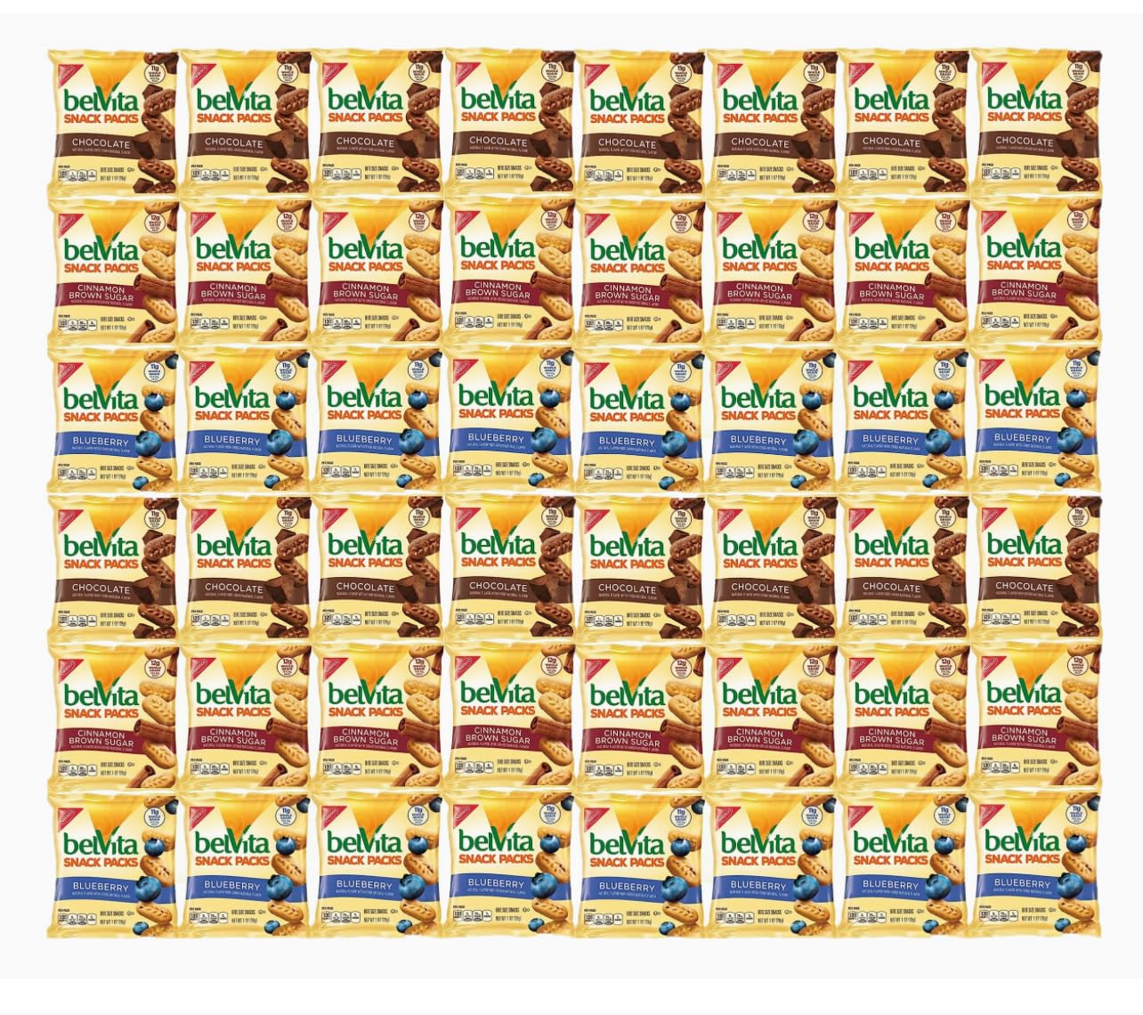 BelVita Breakfast Biscuits Variety Packs | 3 Natural Flavors - 12 Chocolate belVita Snack Packs, 12 Cinnamon Brown Snack Packs, and 12 Blueberry Snack Packs | Sameday Shippers Offers Free SameDay Shippers Branded Bag Clip