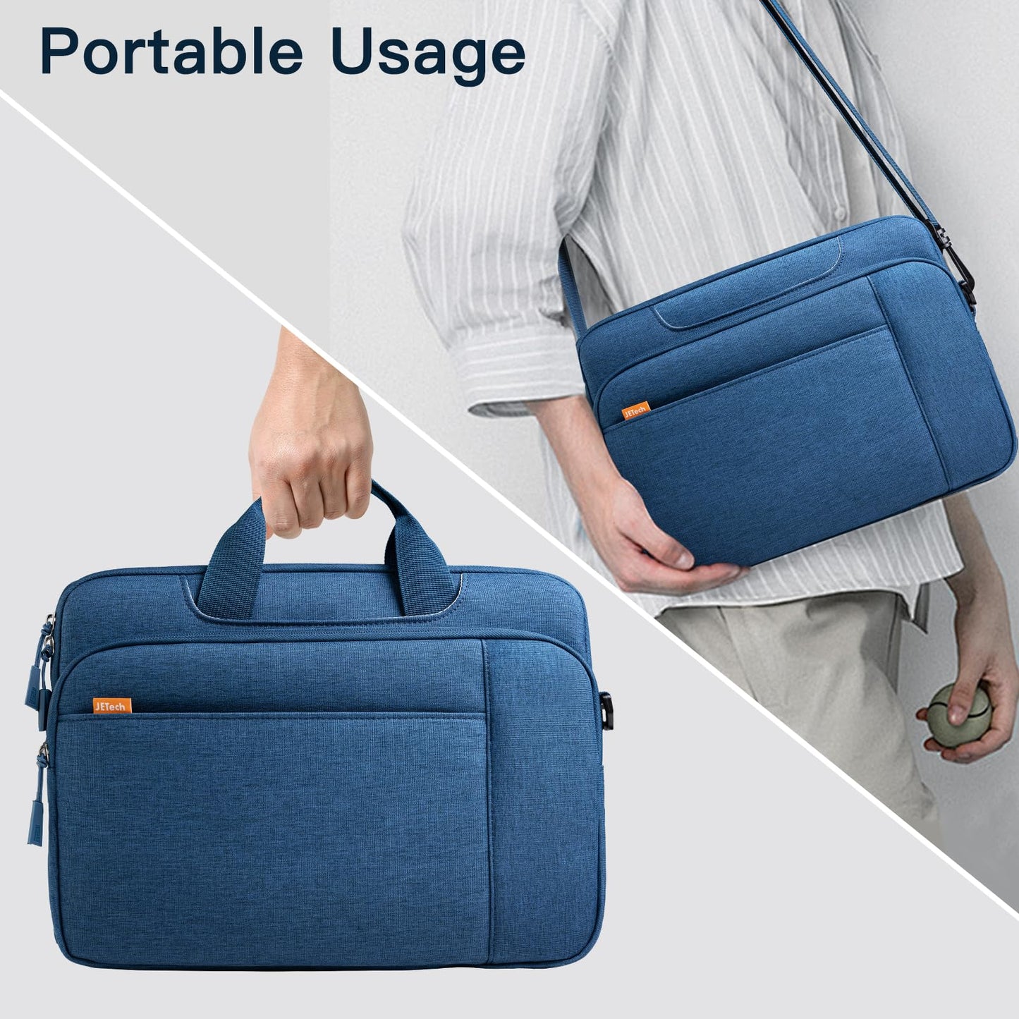 JETech 15 15.6 16 Inch Laptop Bag Case, Waterproof Computer Sleeve Cover Compatible with MacBook Air/Pro 15/16, Surface Book 3/2 15, Dell Inspiron 15.6, HP Pavilion 15.6 (Light Grey)