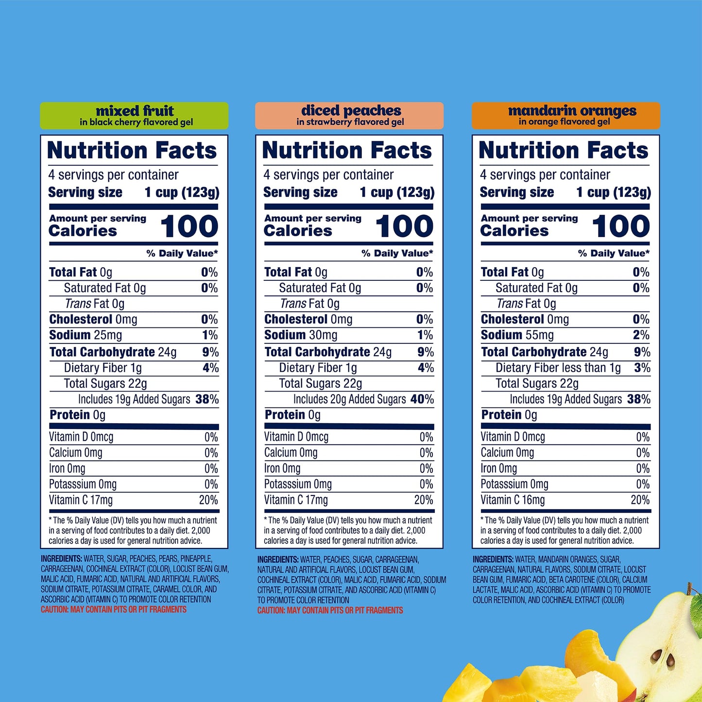 Dole Diced Peaches, Mandarin Oranges, and Cherry Mixed Fruit in 100% Juice Variety Pack - Dole Fruit Bowls Snacks - 4 oz Bowls - 12 Pack