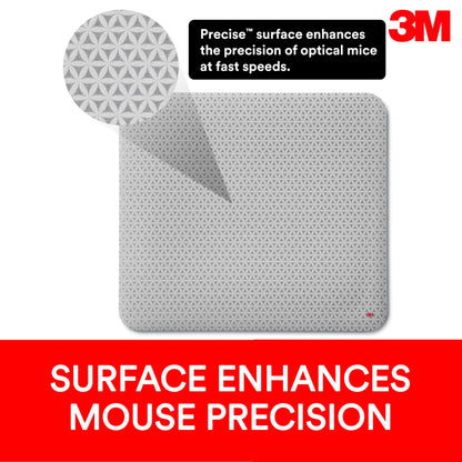 3M Precise Mouse Pad with Repositionable Adhesive Back, Enhances The Precision of Optical Mice at Fast Speeds and Extends The Battery Life of Wireless up to 50%*, 8.5" x 7", Bitmap (MP200PS), Polymer