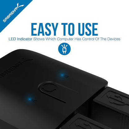 SABRENT USB 3.0 Sharing Switch for Multiple Computers and Peripherals LED Device Indicators (USB-SW30) Black