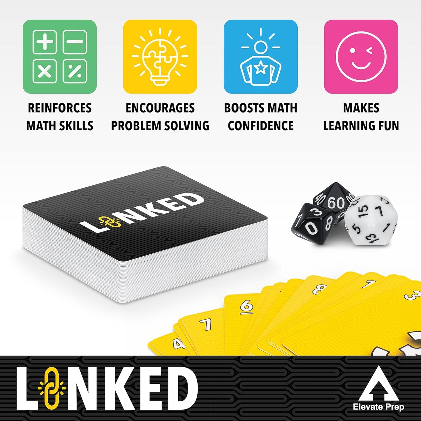 Elevate Prep Linked Math Game | The Game of Quick Thinking and Number Linking | Fun and Engaging Math Activity for Kids Ages 7+ | Practice Addition, Subtraction, Multiplication, and Division