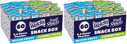 Welch's Fruit Snacks, Mixed Fruit & Summer Fruits Snack Box, Gluten Free, 0.8oz Snack Packs (Pack of 60)