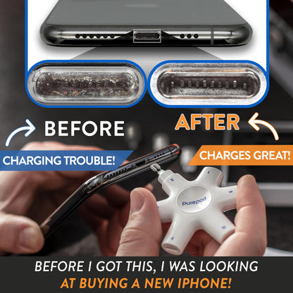 PurePort USB-C Multi-Tool Phone Cleaning Kit | Clean Repair & Restore Cell Phone Tablet & Laptop USB C Ports & Cables | Fix Unreliable & Bad Connections | Extend The Life of Your Tech Devices (Black)